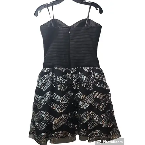 Blondie Nites Blondie Black Sequin Party Dress Sleeveless Cocktail Mini Dress