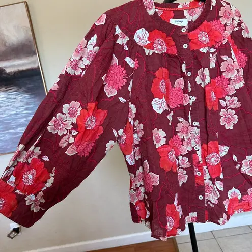 Anthropologie  Porridge Floral Puff-Sleeved Buttondown Blouse XL