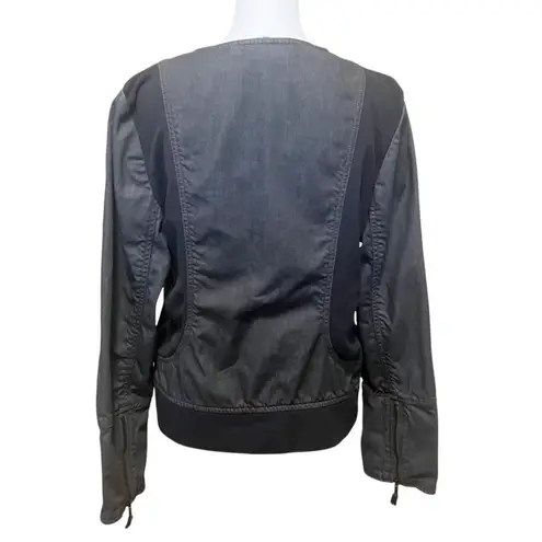 Sundance Women’s Size 14 Gray Denim Moto Jacket Asymmetrical Zip Stretch