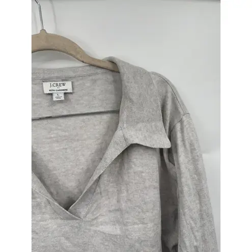 J. Crew Cotton Blend Polo Sweater Women Large Silver Preppy Minimalist Modern