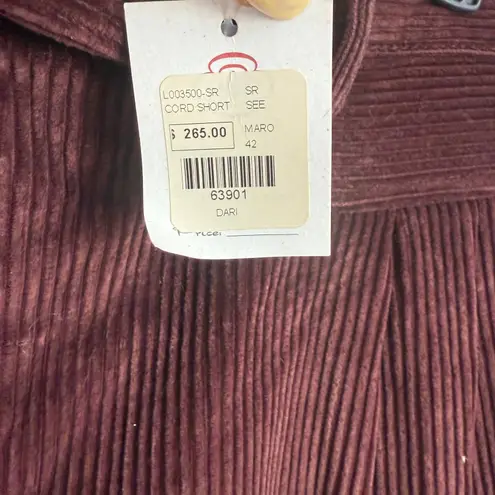 See By Chloe Corduroy Shorts Womens 42 Pleated High Waist Maroon Casual