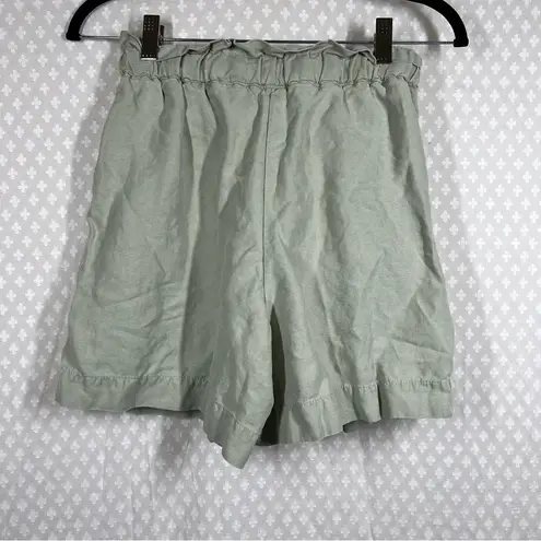 Wilfred Light Green Linen Tie Waist Shorts