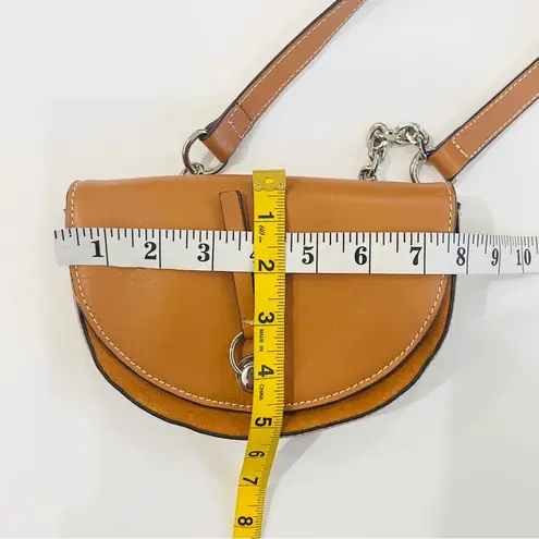ZARA 100% leather and chain waist belt bag with silver hardware