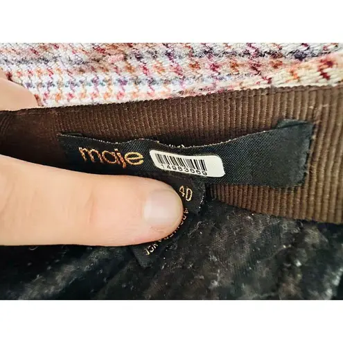 Maje Jaisa Brown Plaid Wool Blend Front Back Slit Edgy Pencil Skirt Size US 8 - Image 10