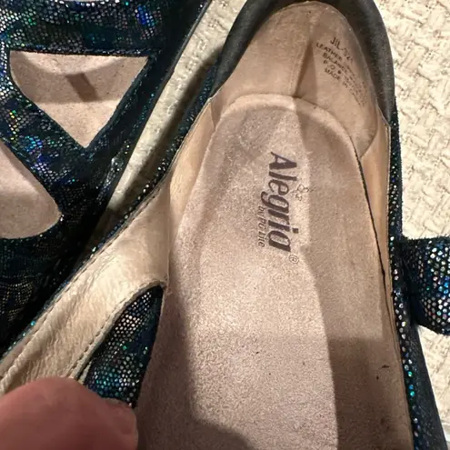 ALEGRÍA By PG LITE MULTICOLOR IRIDESCENT SHIMMER CLOG CONFORM SHOES LEATHER 40 Blue Size 9