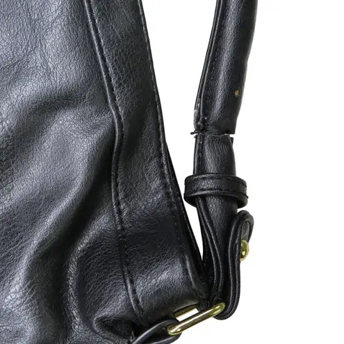 Y2k Black Faux Leather Zipper Shoulder Bag with Zippers Bikercore Retro