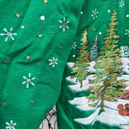 Vintage 90s Nutcracker Santa Scene Green Ugly Christmas Sweatshirt Size M