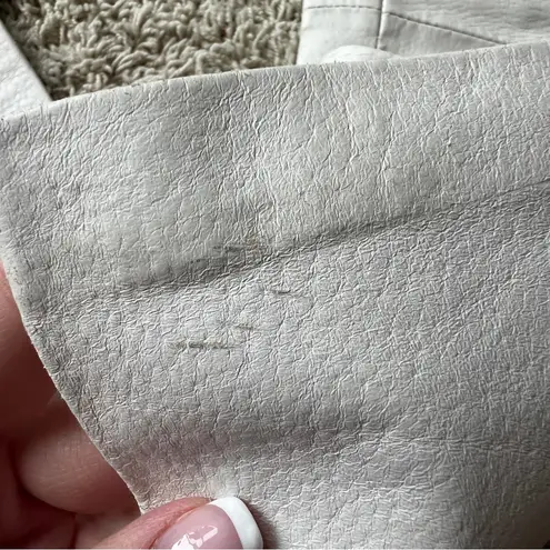 Newport News Vintage Jeanology Beaded Leather Pants Size 10 Cream Cutouts I2