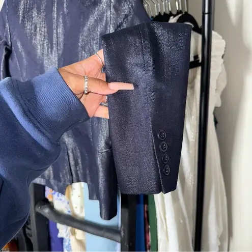 Talula Aritzia Blue Indigo Structured Single Button Blazer