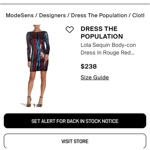 Dress the Population Lola Sequin Midi Dress in Rouge size XXS