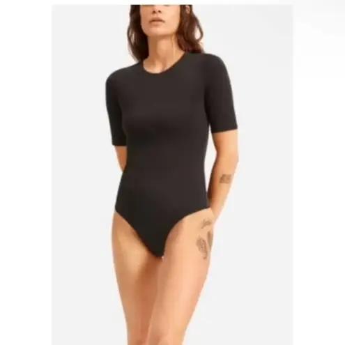 Everlane NWT  The Short Sleeve Crew Neck Black Brief Bodysuit