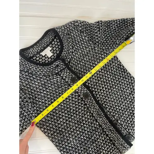 Christopher & Banks Christopher Banks Black & White Tweed Button Cardigan Jacket Wool Blend Size M