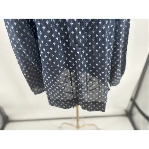 JCREW Point Sur embroidered block print peasant top Navy Women’s Size XS