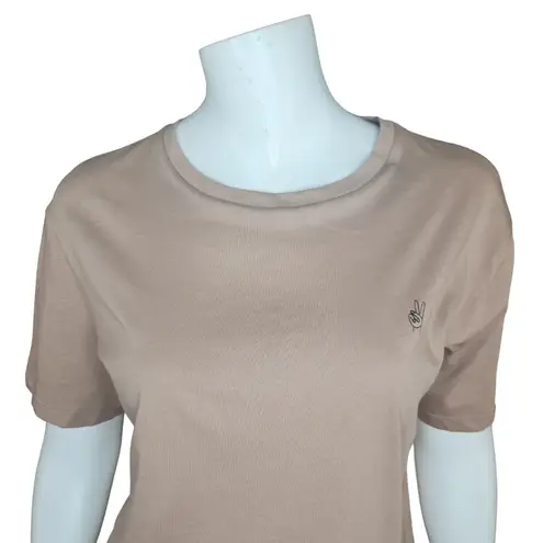 Oak + Fort Womens XS Cropped Short Sleeve Tee Chantrelle Peace Hands Graphic NWT