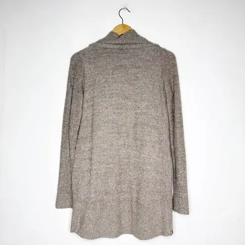 Barefoot Dreams CozyChic Lite Waterfall Front Cardigan Sweater Taupe Brown XS/S
