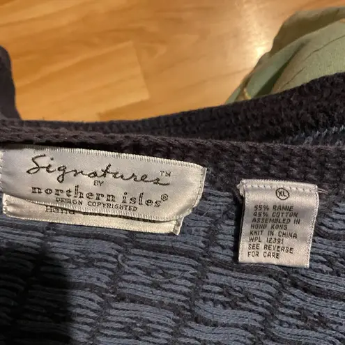 Signature by northern isles hand embroidered vintage patchwork cardigan Blue Size XL