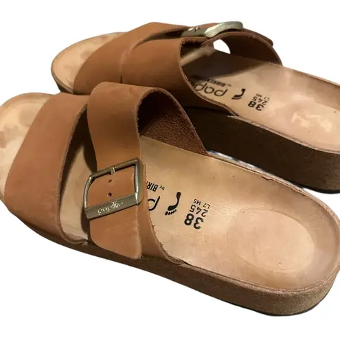 Papillio by Birkenstock Almina Nubuck Leather Sandals Pecan Size 38 7 Women's Tan