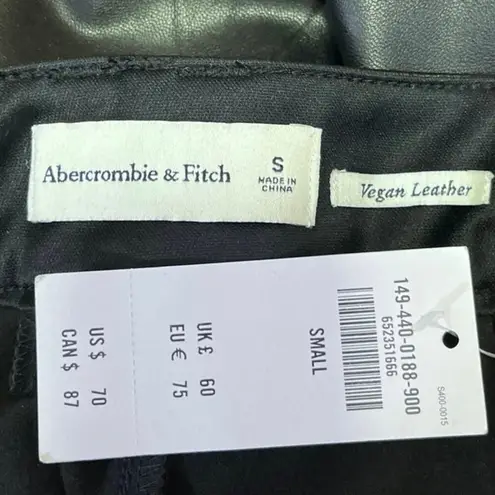 Abercrombie & Fitch NEW  Black Vegan Faux Leather High Waist Bermuda Shorts Sz S - Image 4