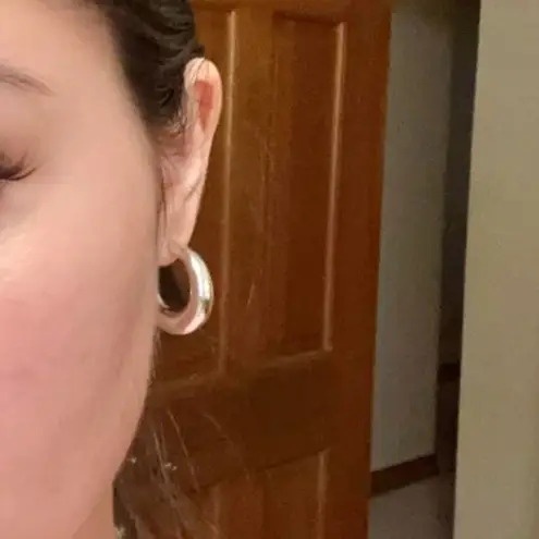 Metallic Silver Hoop Earrings