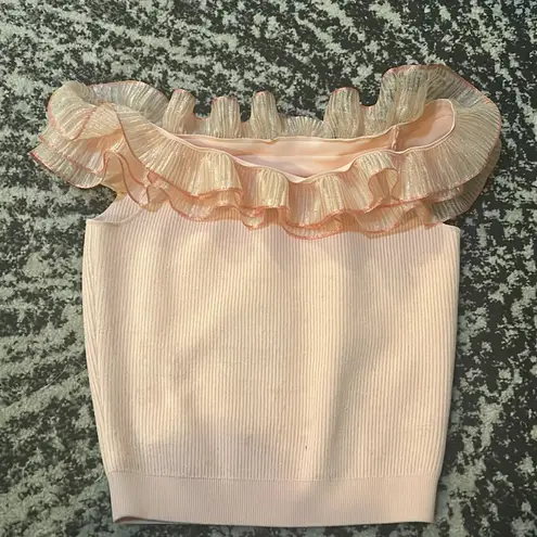 Alexander McQueen Tint Pink Off Shoulder Top Size S