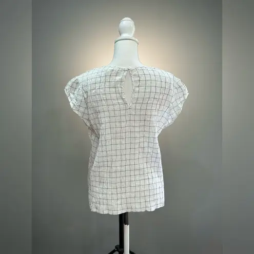 Treasure & Bond White Checkered S/S Blouse Size M EUC