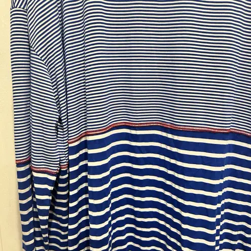 Weekend Suzanne Betro Striped Boat Neck Long Sleeve Top Plus Size 3X Blue White