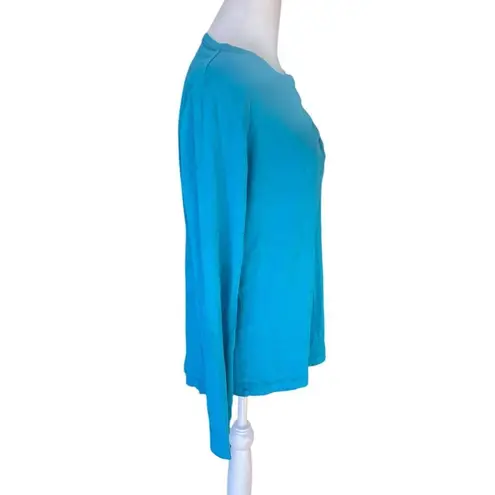 Duluth Trading Co Long Sleeve Cotton Shirt Womens Size Small In Teal Blue