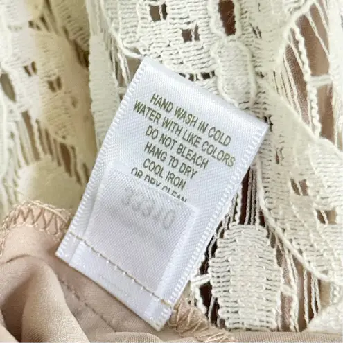 Garnet Hill Women’s Battenberg Lace Overlay Mini Dress White Cream Brown Size 16