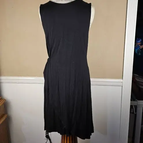 Garnet Hill  Womens Black Sleeveless Faux Wrap Dress‎ Large