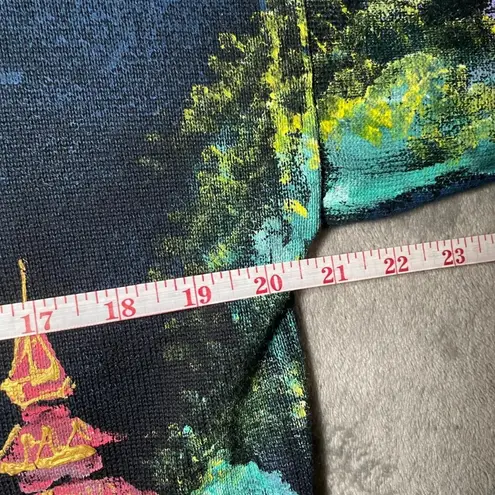 Lisa & Me Sweater Womens XL Hand Painted San Francisco Skyline Vintage Artsy Y2K Black