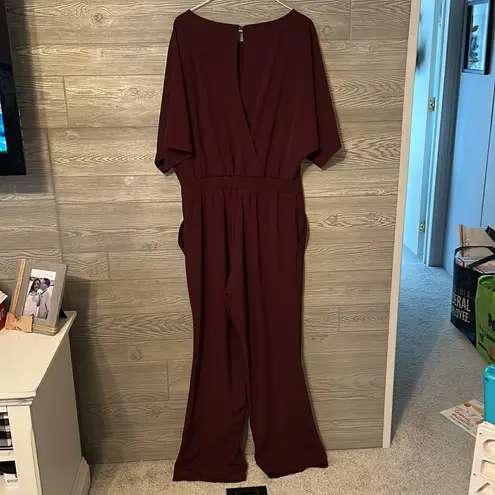 New York & company maroon jumpsuit size large Red