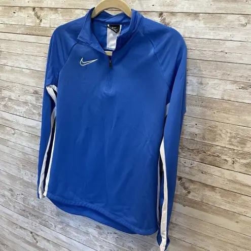 Nike  Womens S Soccer Jacket Performance Blue White Full Zip Finger Holder Sport