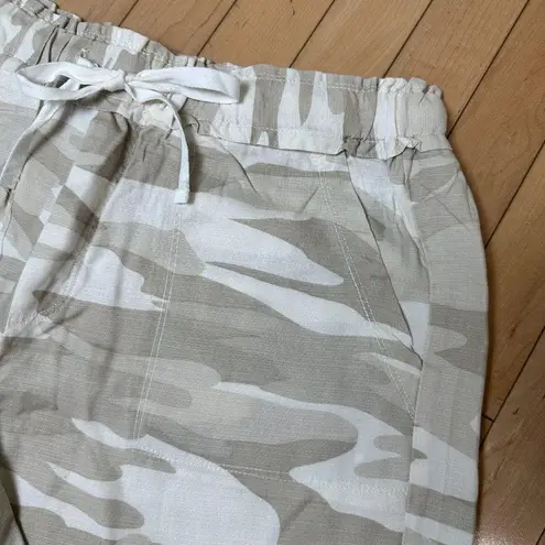 Splendid Linen Blend Camo Print Drawstring Shorts Size Medium