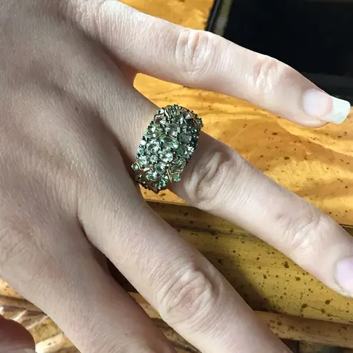 Natural Mint Garnet Sterling Silver 18k Yellow Gold Vermeil Ring Size 7 Green