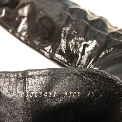 Salvatore Ferragamo Women Sz 7.5 Black Patent Leather Tall Knee High Heel Boot