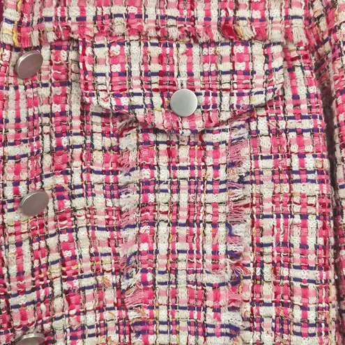 House of Harlow Tweed Cropped Jacket in Candy Pink Women Size L Retails $279