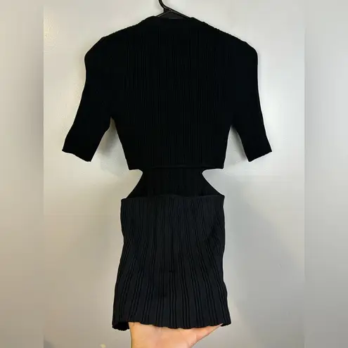 Proenza Schouler White Label Cutout Detail Ribbed Knit Black Top Size XS