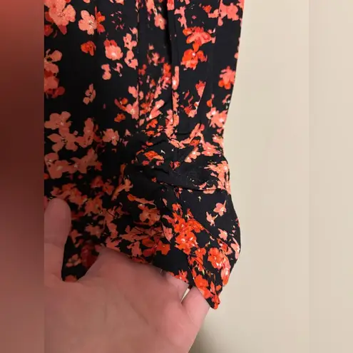 EUC Chaus New York Red, Pink, and Black Floral Open Front Shirt size medium