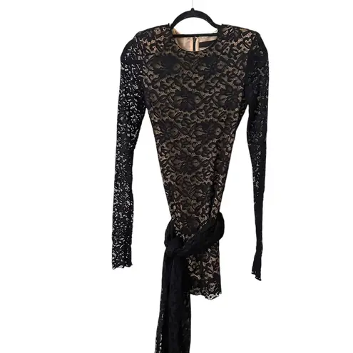 ROTATE BY BIRGER CHRISTENSEN Lace Mini Bow Tie Dress Black Sz 6