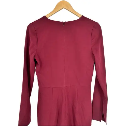 Black Halo Sambora Long Sleeve V Neck Jumpsuit size 4 Burgundy