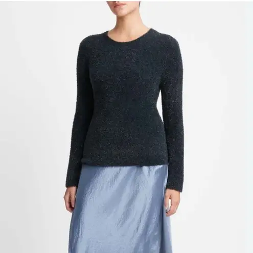 Vince  Metallic Lurex Soft Eyelash Pullover Obsidian Black Sweater