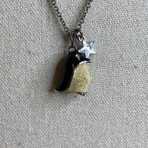 0032 Y2K Monet Enamel Igloo Trinket Box w/Matching Penguin Charm Necklace (2008) Black