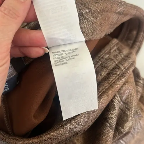 Dennis Basso Brown Metallic Printed Scuba Leggings Size XS NWOT