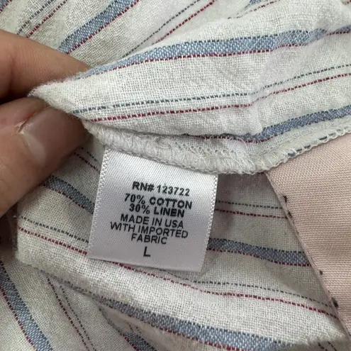 Xirena Tank Top Womens Large Blue Red White Zoe Freedom Striped Cotton Linen