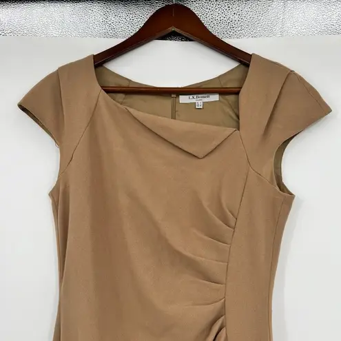 LK Bennett CAMEL brown CAP SLEEVE PENCIL Davina sheath luxury DRESS US size 6