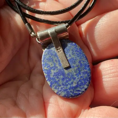Lapis Lazuli Sterling Silver Pendant Necklace Blue