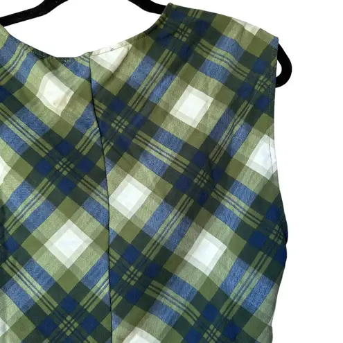 We Wore What tie back wrap top vintage plaid ywk basil multi large