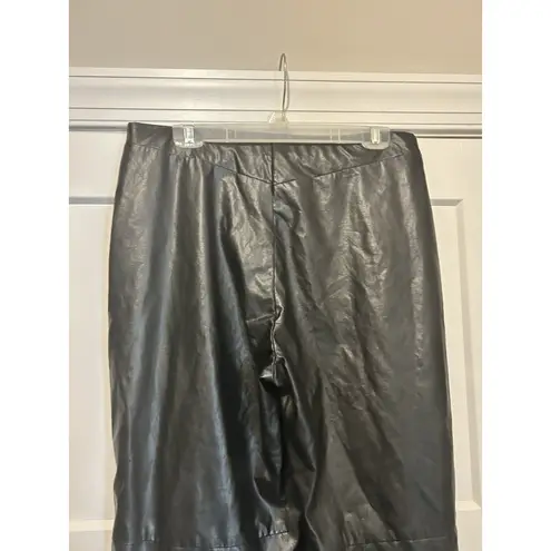 Karen Kane Wide Leg Faux Leather Pants Women's Size XL Gothic Rocker City Edgy