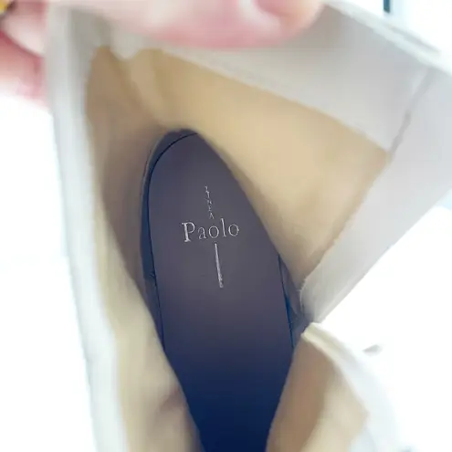 Linea PAOLO Rad Ivory Ankle Boot Square Toe Low Heel Womens Size 8.5 Winter Fit