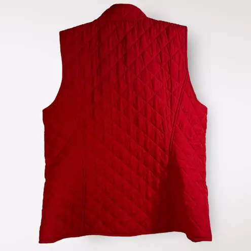 J Jill Quilted Puffer Vest Women’s Size Medium Red Full Zip Sleeveless Active